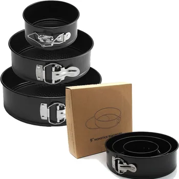 

3Pcs 4/7/9In Non Stick Spring Form Round Black Carbon Cake Baking Bakeware UK