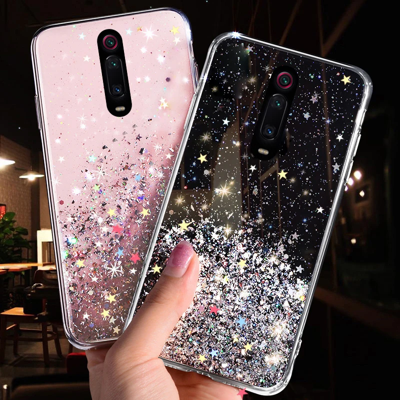 Блестящий Прозрачный чехол для Xiaomi Mi 9T 9 A1 A2 A3 Lite CC9 Pro Redmi K30 K20 8A 7A 6A Note 8T 8 7 6 5