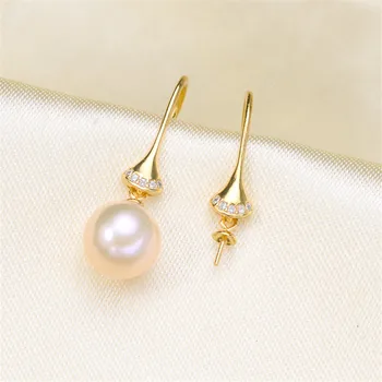 

925 Sterling Silver Plating Earrings Pearl Earrings Accessories Findings Earrings Jewelry Parts Fittings Mountings DIY Girl Gift