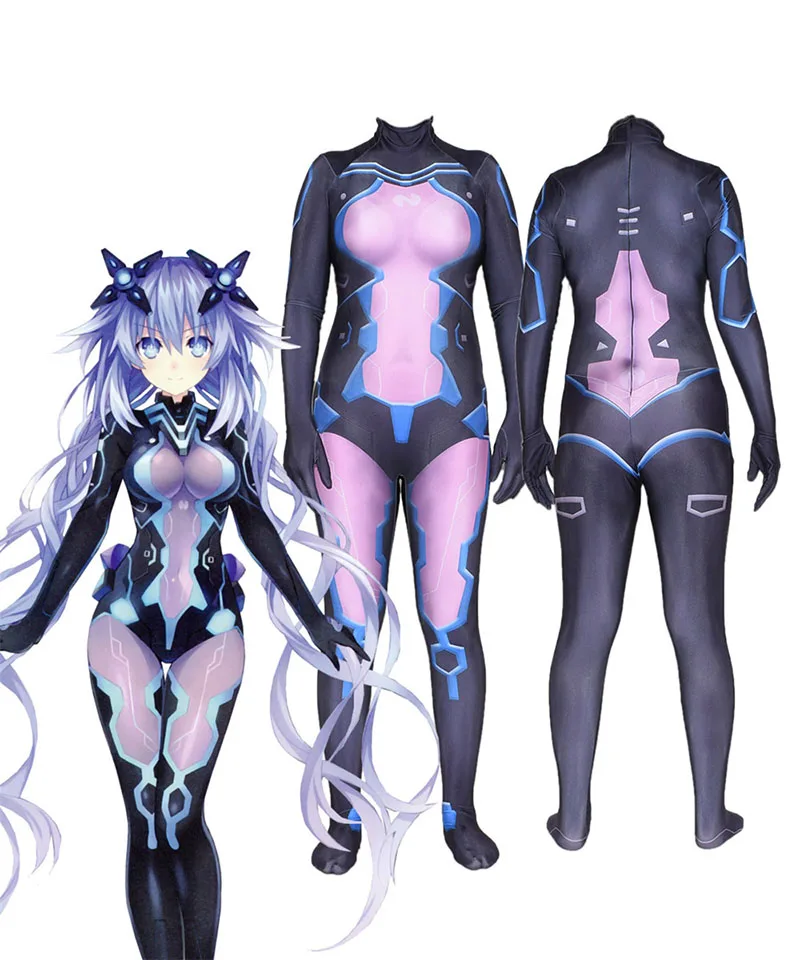 Игра Hyperdimension Neptunia фиолетовое сердце зентай косплей костюм Цельный купальник комбинезон Колготки женские вечерние на Хэллоуин