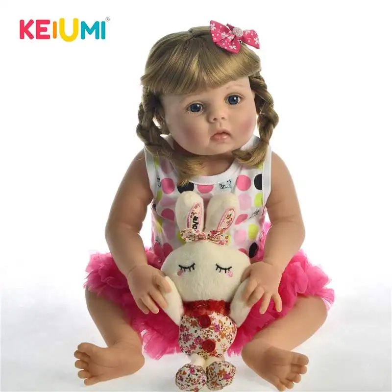 

KEIUMI New Arrival 23'' 57 cm Silicone Full Body Baby Doll Vinyl Customize DIY Hair Adorable Princess Girl Doll Boneca For Kids