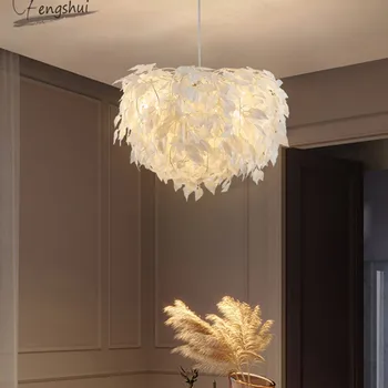 

Modern LED Pendant Lamp Living Room Feather Leaves Pendant Light Lighting Fixture Nordic Dining Room Bedroom Bedside Decor Lamps