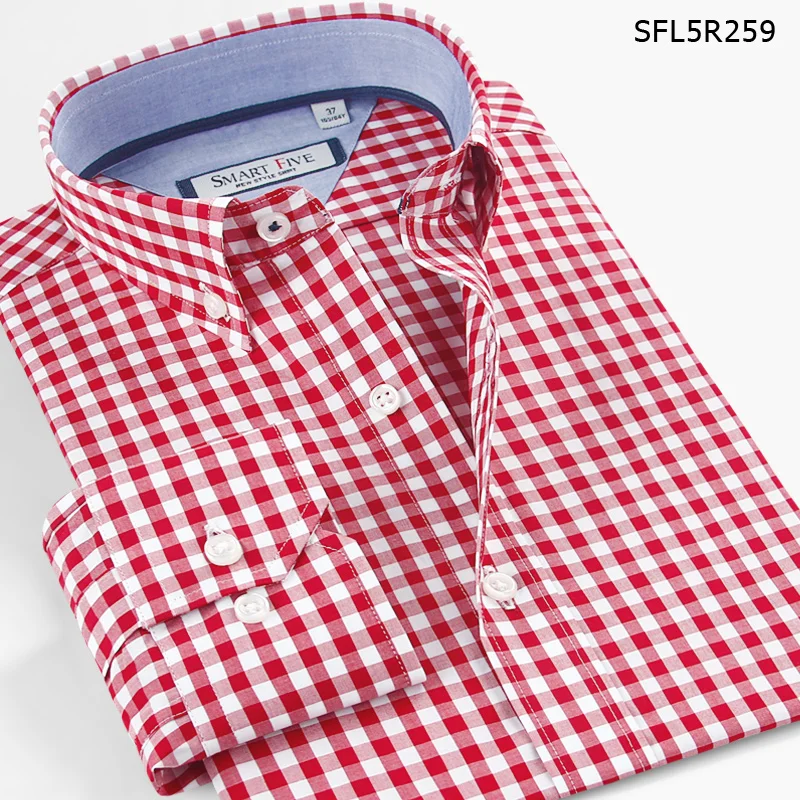 Мужская рубашка большого размера, импортная, модная, Chemise Homme, клетчатая, повседневная, приталенная, с длинным рукавом, рубашка Camisa Masculina, хлопок - Цвет: SFL5R259