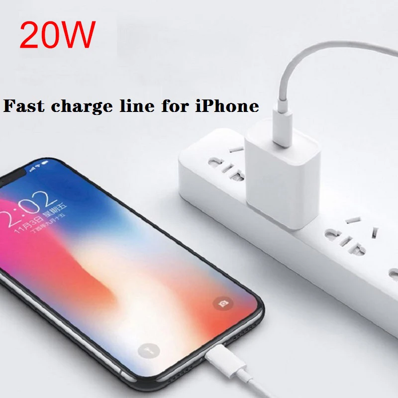 20W Fast Charger For iPhone 12 AU/EU/US/UK Plug and Data USB Cable For iPhone 12 Charger Wire For iPad USB-C for iphone13
