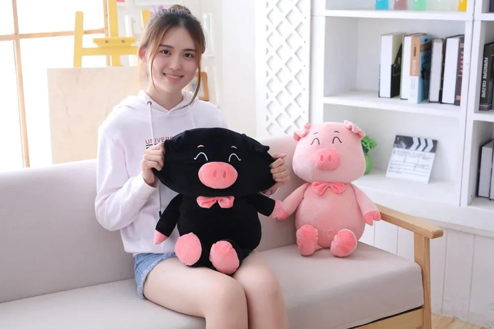 Piggy Cute Cartoon Animal Pink Black Pig Funny Pig Baby Sleeping Sofa Pillow Doll Kid Toy
