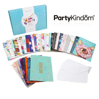 

Partykindom Paper 40PCS Birthday Cards With 40PCS Envelopes DIY Creative Birthday Greeting Cards Bulk Box Set Invitation Card