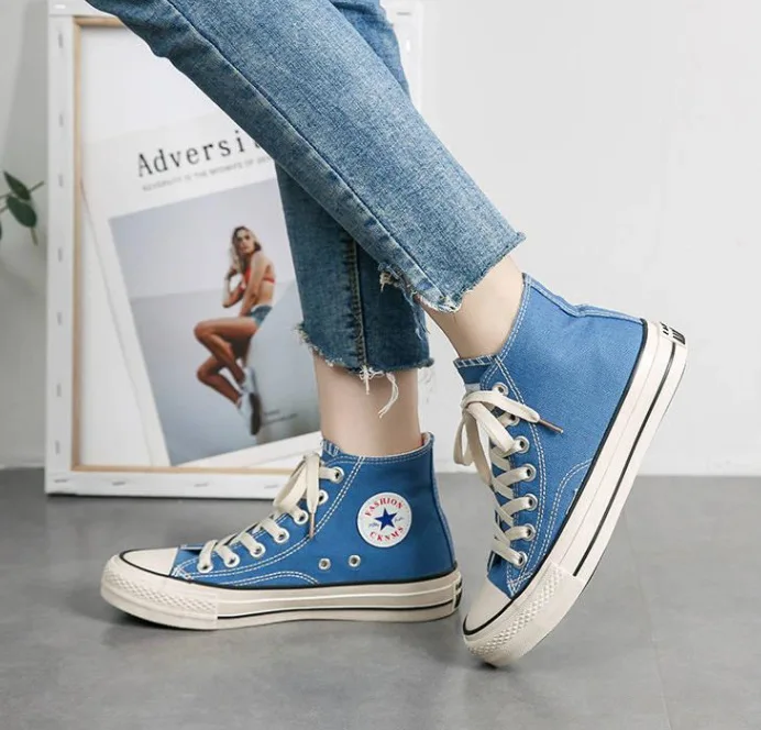 MENGSAI F332 Hight-top Classic Canvas Shoes Women's Summer New Style COUPLE'S Basic Men's Versatile Students Cloth Shoes