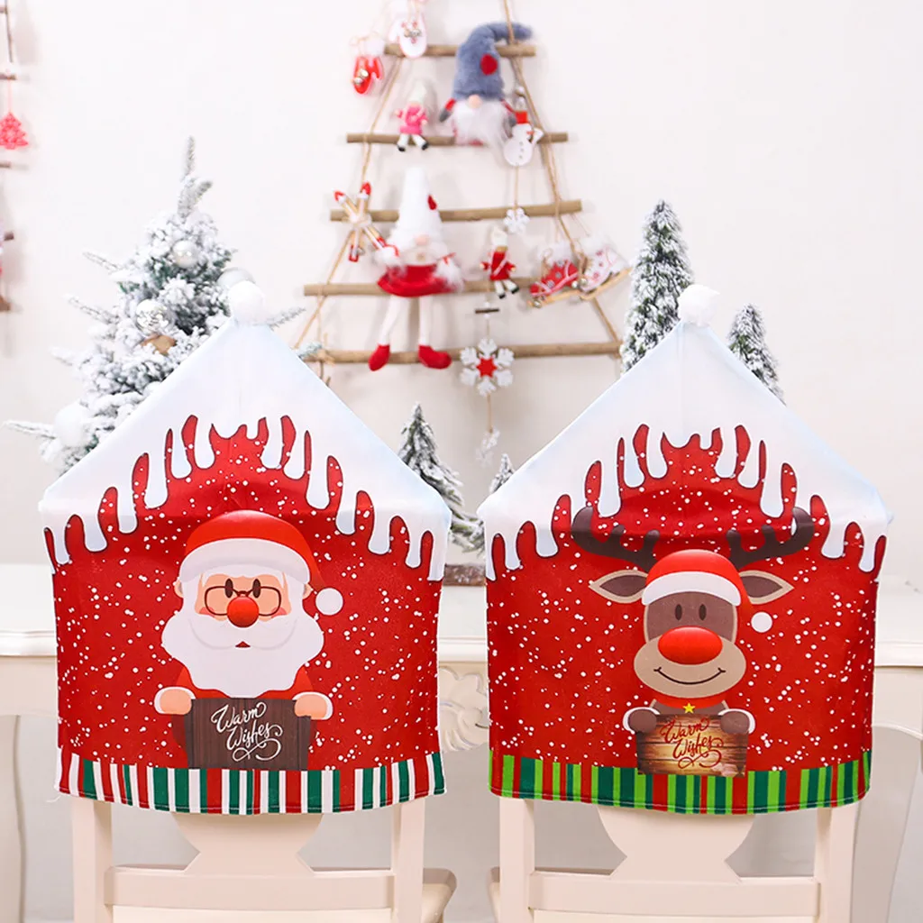 Рождественский стул покрывает столовый набор Санта Клаус Снеговик чехлы на стулья домашние вечерние творческие материалы versieringen voor feest