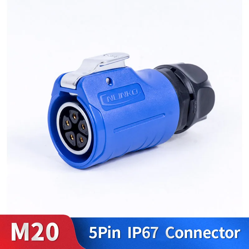 

M20 5Pin Wire Male Female Plug Socket Power IP67 Waterproof 5Pin Metal Shell Battery Power Signal Connector