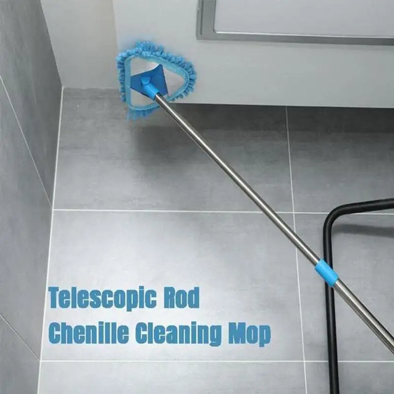 Mop Adjustable Retractable Cleaning Mop 180 Degree Triangular Cleaning Mop Convenient Household Cleaning Tools for Wall Ceiling Floor Bedroom Bathroom