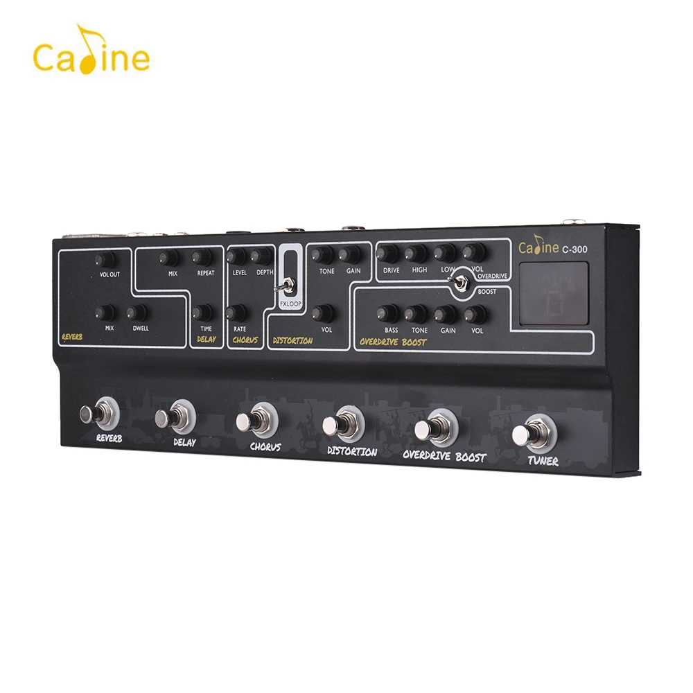 Caline C300 Guitar Pedal All in One Multi Effects Pedal Reverb Analog Delay Chorus Distortion Overdrive Boost Tuner Amp