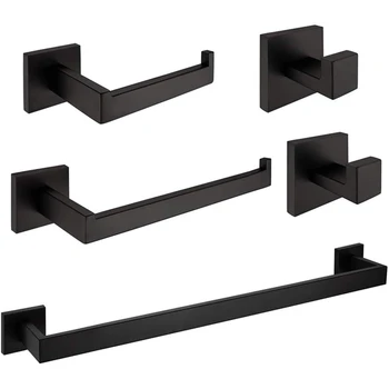 

304 Stainless Steel Bathroom Hardware Set 4 Piece Bathroom Hardware Accessories Set Wall-Mounted Towel Rack Towel Rack Hook Toil