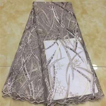 

Sequined Embroidered Net Lace Fabrics 2020 Classical Design African Guinea Sequins Wedding Mesh Prom Dresses Sewing Fabircs