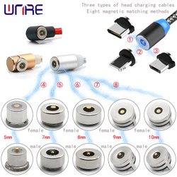 Pogopin Magnetic Seat Male Female Spring 2Pin Connector Micro USB  Type-c Plug Charging Cable For ios Android Mobile Phone
