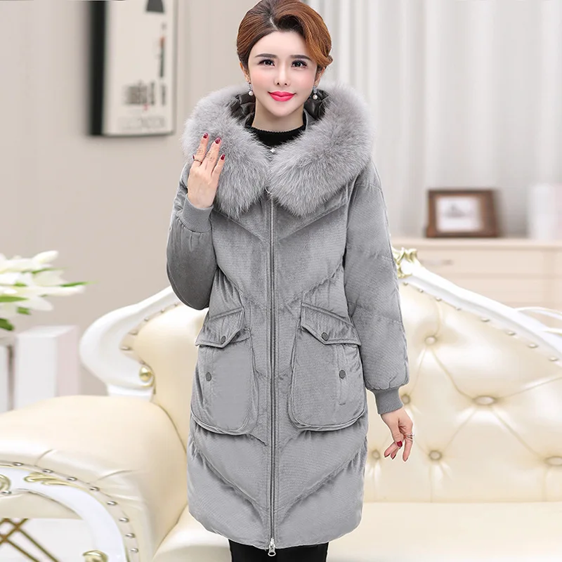 

Middle-aged Cotton-padded Clothes Women's Mid-length Middle-aged Thick down Jacket Cotton-padded Clothes Mom Winter Cotton-padde