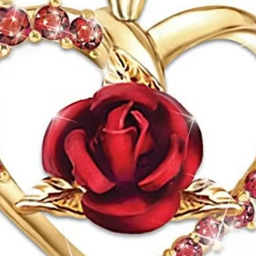 Модное открытое ожерелье с сердечками и розами в европейском и американском стиле, циркониевое ожерелье, подарок на день Святого Валентина