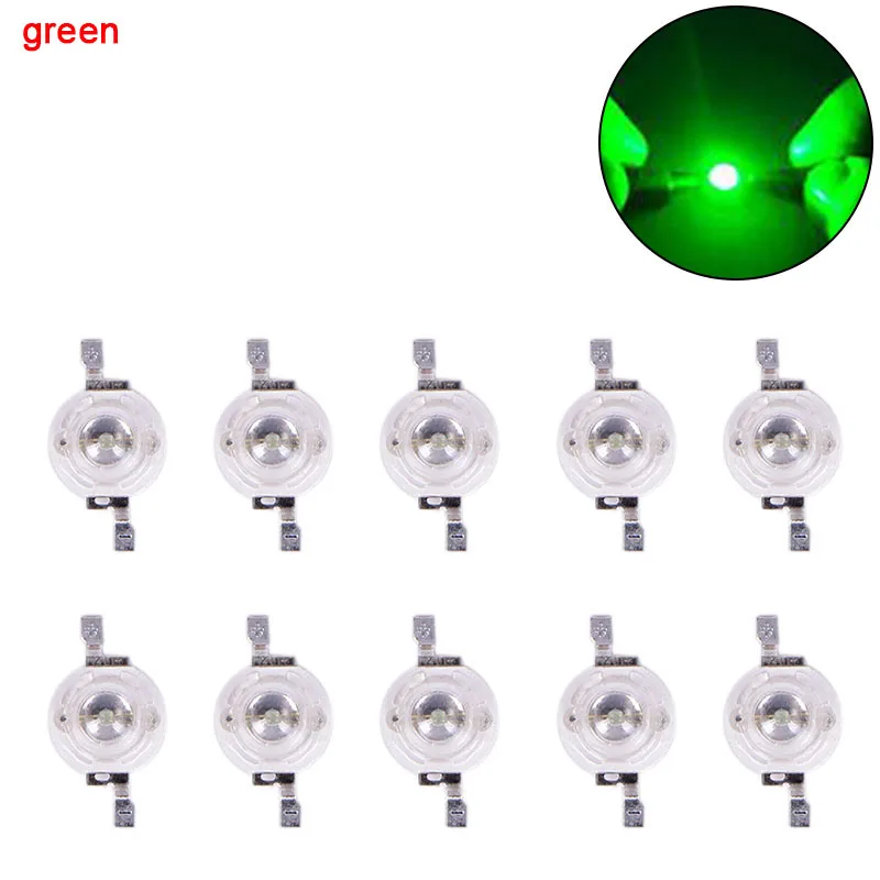 10pcs/lot 1W High-Power LED lamp Bulb Diodes Highlighting Lights Bead HighPower Lamp Beads 1.5cm*0.8cm - Испускаемый цвет: green