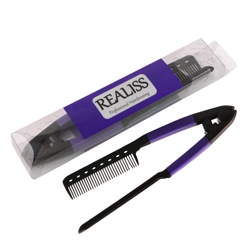

V Type Hair Straightener Comb Folding DIY Styling Clip Salon Hairdressing Tool X7YB