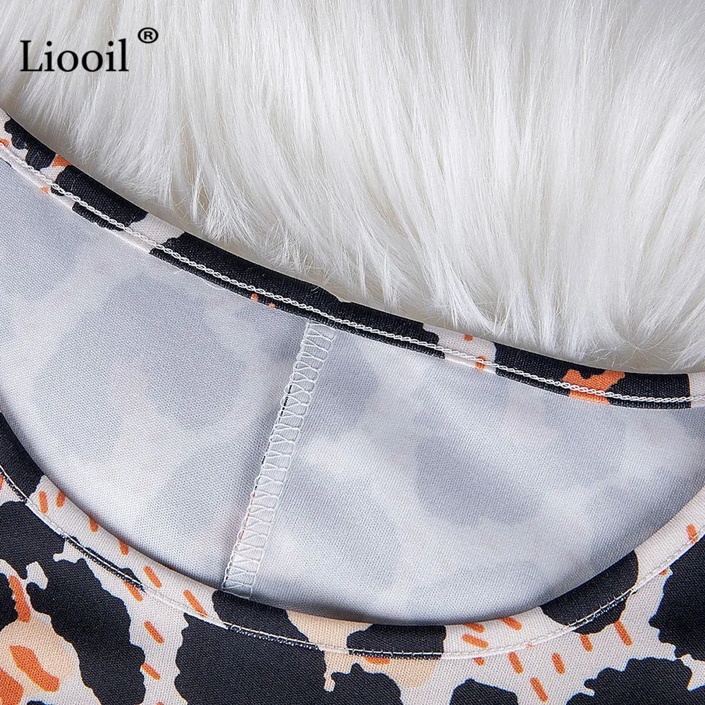 Liooil, леопардовая расцветка, комплект из двух частей, сексуальное облегающее длинное макси платье,, асимметричное, с вырезом, для ночного клуба, вечерние, обтягивающие платья