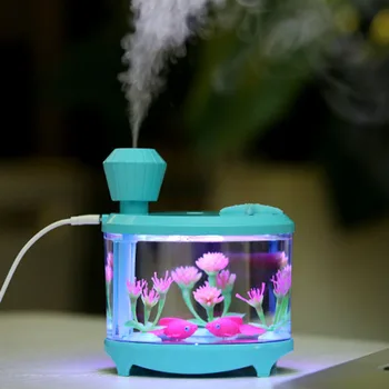 

Creative Aquarium Air Humidifier Household Mini USB Ultrasonic Humidifier Night Light 460ML Aroma Oil Diffuser Humidificador