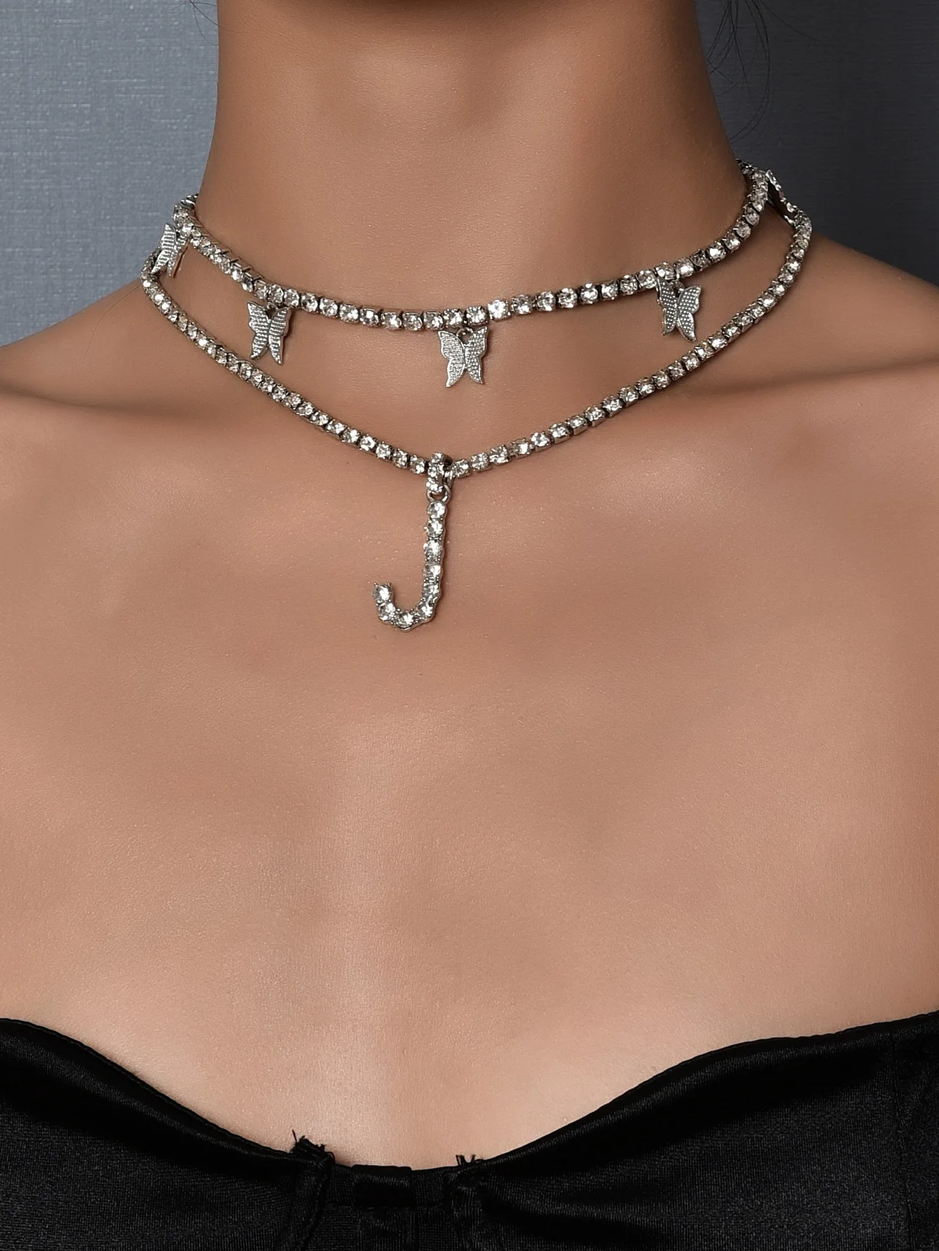 

Jewelry for Women Butterfly Necklace A Women's Necklace with Multi-layer Butterfly Letter Pendant Necklace for Women