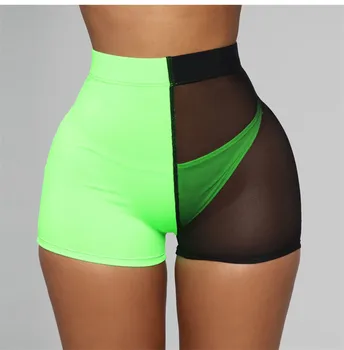

Women Summer Hot Casual Short pants Sexy Mesh Color Matching Patchwork Slim Casual Hotpants Clubwear Shorts