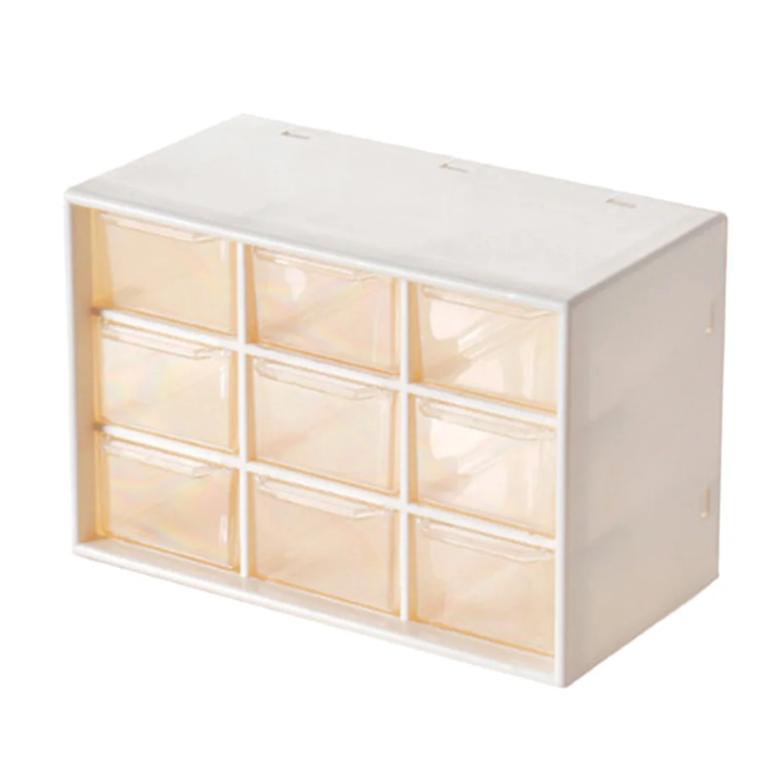 Mini Nine-Grid Drawer Storage Box Cabinets Jewelry Cosmetic Makeup Storage Container - White
