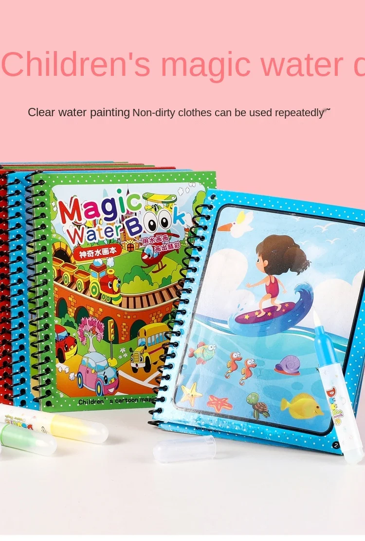 Animal Magic Water Coloring Drawing Book Reusable Water Reveal Activity Kids Children Painting Educational Toy Gift Watermagic Books 