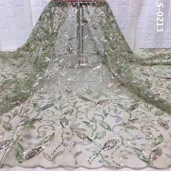 

High Quality French Lace Fabric 2020 Latest African tulle Lace Fabric with Sequins Embroidery Nigerian Lace Fabric Party