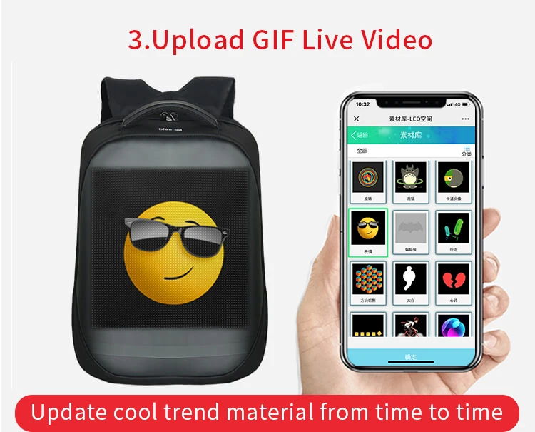 Умный светодиодный рюкзак Edison, рюкзак с дисплеем третьего поколения, умный рюкзак с Wi-Fi версией, чип управления приложением, многофункциональный компьютерный рюкзак