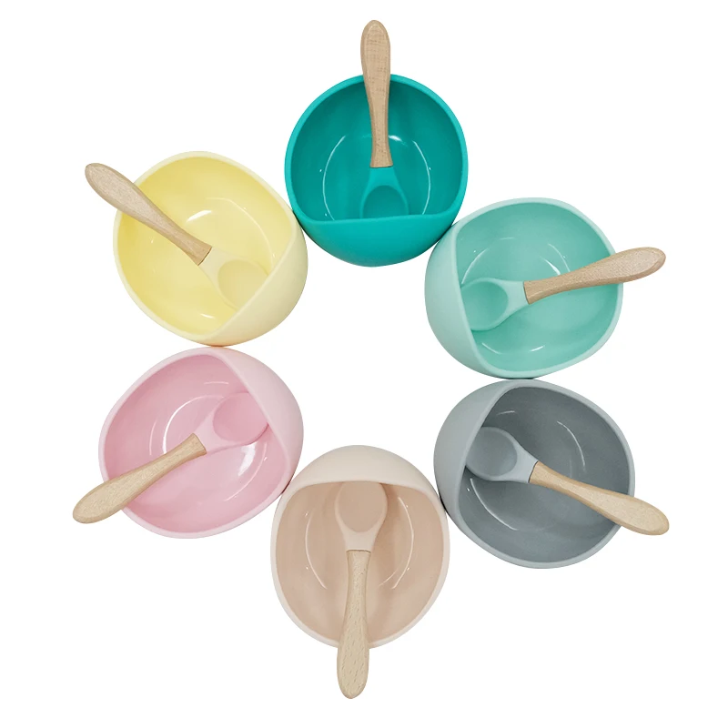 

Baby Silicone Dishes Dining Bowl Tableware Spoon Food Dinnerware For Kids Fixing BPA Free Feeding Dinner Bowls