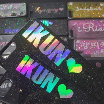 

for iphone 11 pro 7 8 plus XR XS MAX for samsung S8 S9 s10 note 10 Personality Unique Laser Custom name Glitter Phone case