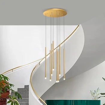 

Modern minimalist stair chandelier ceiling Nordic villa chandelier lighting gold / black / for cafe restaurant led hanging lamp