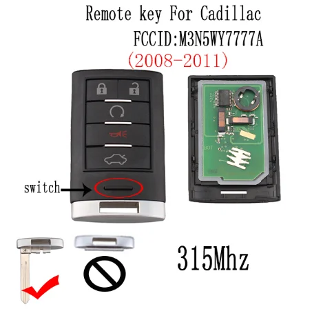 XZCFOR 315Mhe умный дистанционный Автомобильный ключ для Cadillac CTS STS 2008 2009 2010 2011 для Cadillac M3N5WY7777A оригинальные ключи