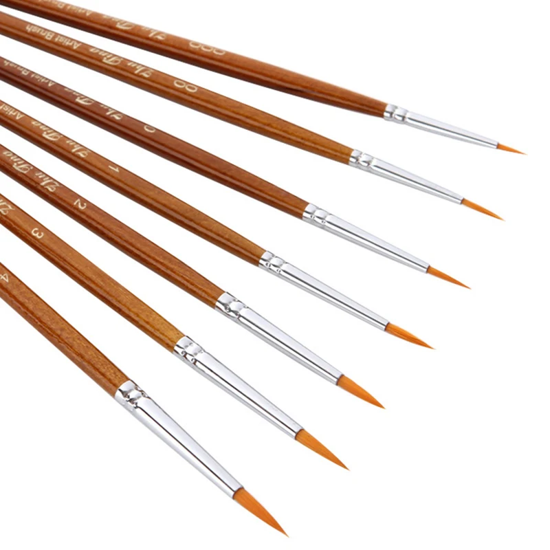 7Pcs/Set Miniature Hook Line Pen Fine Watercolor Paint Brush Set For Drawing Gouache Oil Painting Brush Art Supply