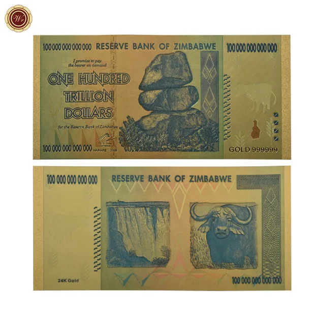 100 Trillion dollar 100 триллионов долларов/кинтиллион долларов, банкноты из золотой фольги 24 K, Реплика банкнот, накладные бумажные деньги, бизнес-подарок - Цвет: 100 Trillion dollar