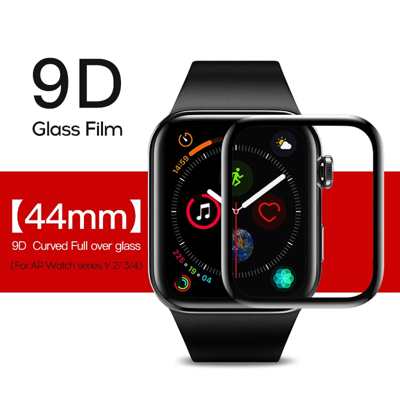 44mm 9D стеклянная пленка для Apple Watch Series 4 3 2 1 полное покрытие из закаленного стекла для iWatch 38 мм 40 мм 42 мм 44 мм Защитная пленка для экрана - Цвет: 44mm