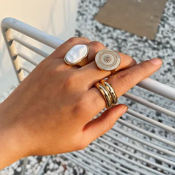 

SOURCE Europe and America Ornament Gold Retro National Wind Geometry Ring Jewelry