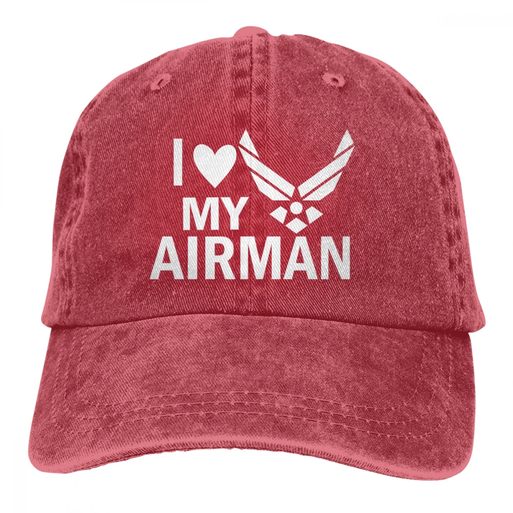 I Love My Airman США Air Force Casquette темно-синие унисекс Мужские Женские джинсовые бейсболка с ремешком кепки Регулируемая шляпа для гольфа папа