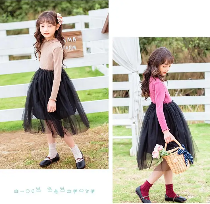 Autumn Girls Dress Teenage Girls Tulle Long Sleeve Party TUtu Dresses Kids Dress Children Clothes