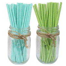 50X бумажные соломки для дней рождения свадьбы Baby Shower вечерние полосы, 25X Голубое озеро и 25X зеленый лайм