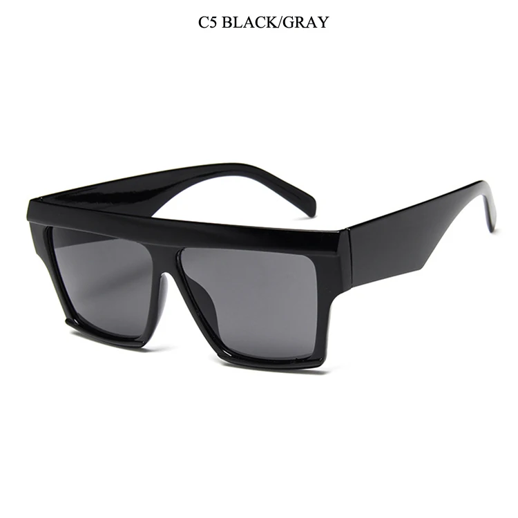 Новые модные квадратные солнцезащитные очки для женщин брендовая дизайнерская ретро большая винтажная рамка солнцезащитные очки негабаритные унисекс Женские солнцезащитные очки мужские - Цвет линз: Black Gray