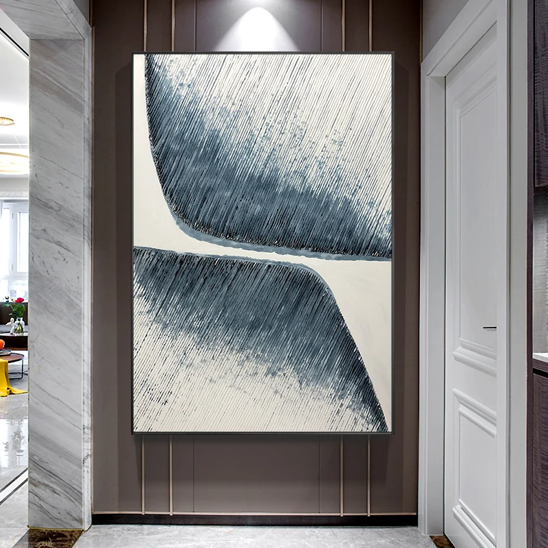 

Nordic Style Pure hand-painted Oil Painting Abstract Decorative Art And Design Entrance Vertical Version Of Mural Paintings Dram