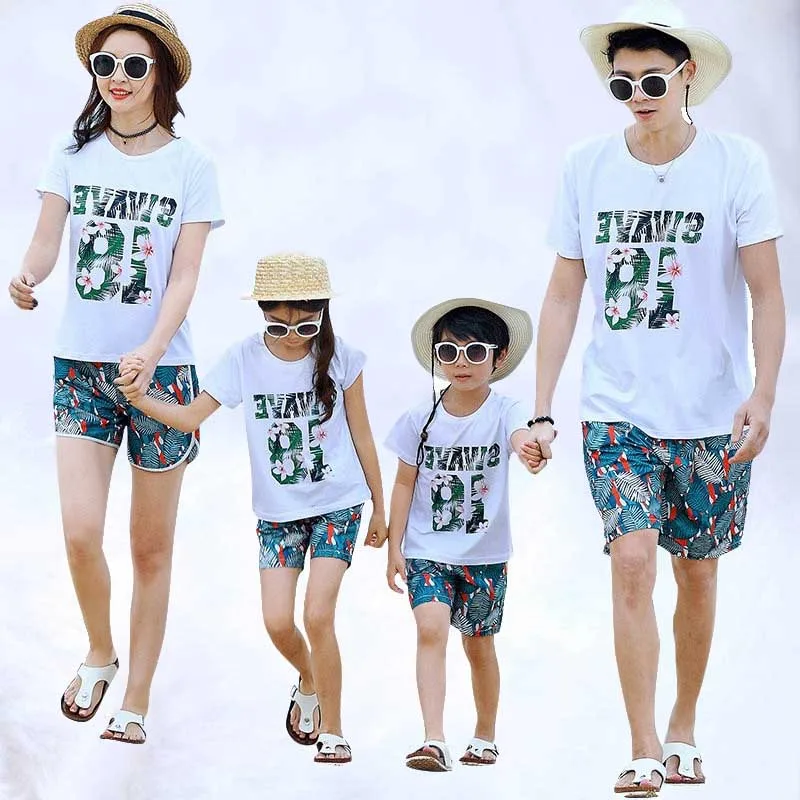 

Family t shirtmom and me clothes mother daughter dresses dad son tshirt+shorts 2pcs clothing sets summer family matching outfits