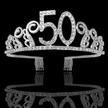 18-Year-Old 20 21 30 40 50 with Numbers Birthday Crown Headdress Cake Decorative Crown Comb Crown