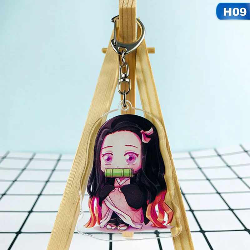KEY4779H09 Аниме демон убийца Kimetsu no Yaiba акриловый брелок для ключей гоночные ремни - Цвет: KEY4779H09