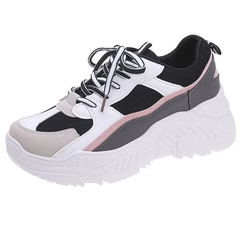 black Женские кроссовки для бега из искусственной кожи; scarpe donna; дышащие; feminino zapatillas mujer femme; Deportivas Zapatos - Color: black