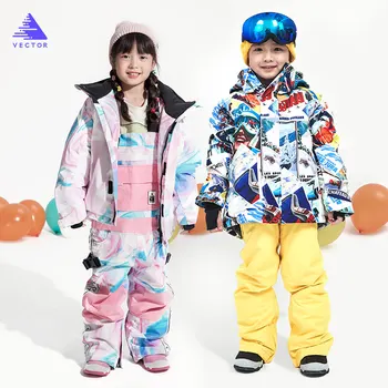 

Girls Ski Suit Waterproof Kids Ski Jacket Ski Pants High Quality Winter Warm Clothing Outdoor Hooded Ski Suit -30 Degree