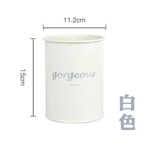 Metal Cute Home Kitchen Debris Storage Barrel Baking Tool Sundries Kitchen Supplies Tube Cosmetic Pen Storage Tube Pen Holder - Цвет: While