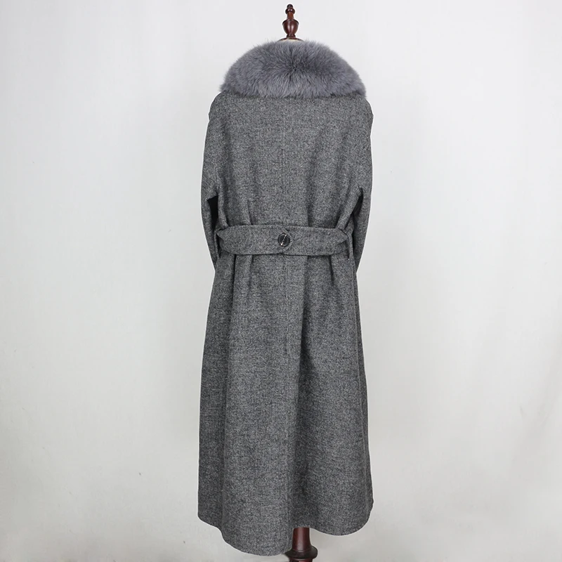 OFTBUY серое пальто из натурального меха зимняя куртка для женщин натуральный Лисий